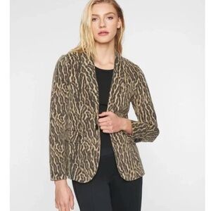 PAM & GELA Ocelot Print Stretch Cotton Blazer EUC/sz XS